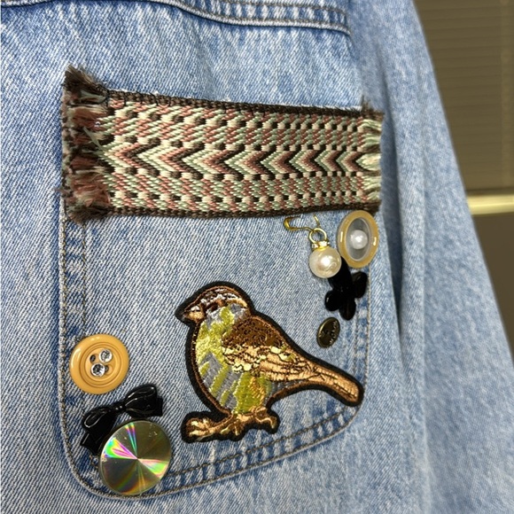 Cabin Creek Light Blue Denim Jacket Eclectic Size 8/10 Retro Embellished Cowgirl - Picture 5 of 9